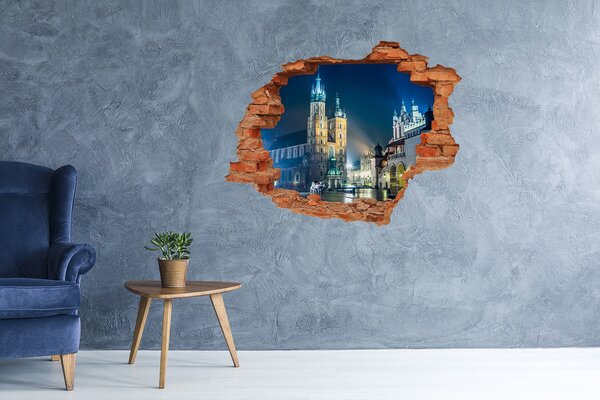 Fototapeta díra na zeď 3D Krakov noc nd-c-56831462