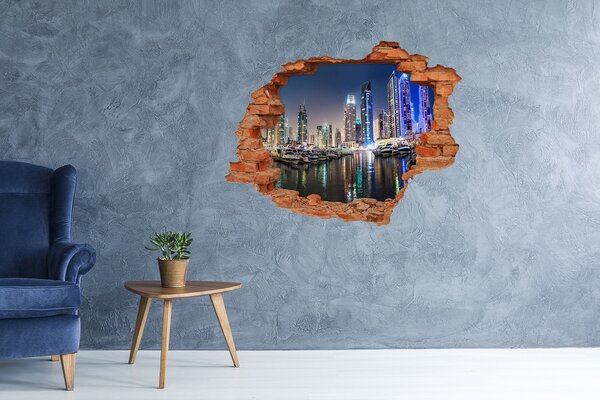 Fototapeta díra na zeď 3D Dubaj noc nd-c-56151340