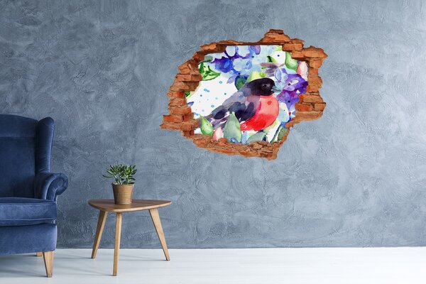 Díra 3D fototapeta nálepka Pták a květiny nd-c-57455538