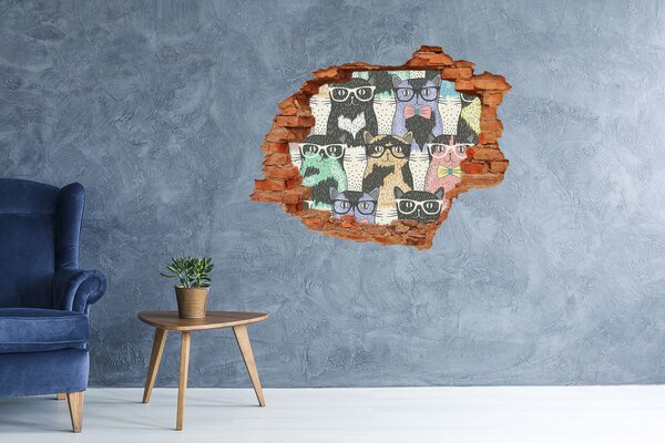 Díra 3D fototapeta nálepka Kočky v brýlích nd-c-58024892