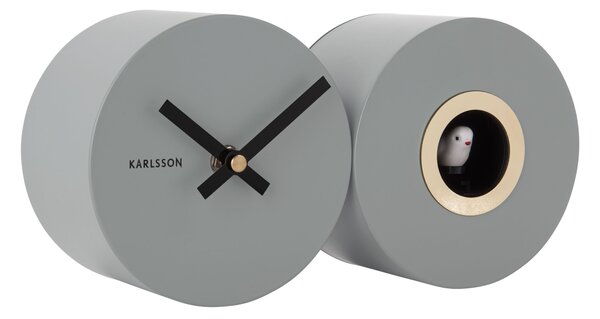 KARLSSON Nástěnné hodiny Duo Cuckoo šedá 26 × 13 × 7,2 cm