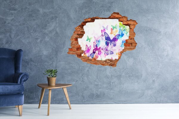 Díra 3D fototapeta na stěnu Barevní motýli nd-c-60051667