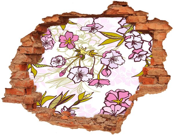 Nálepka 3D díra na zeď Květy višně nd-c-63762757