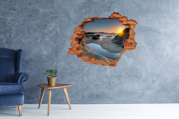 Nálepka fototapeta 3D výhled Skály na pláží nd-c-64210994