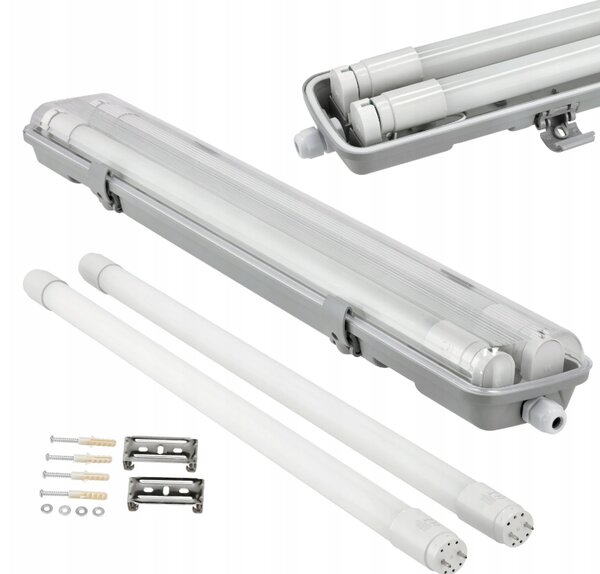 10× Hermetické svítidlo 120 cm - lampa + trubice LED 20× do garáže BERGE