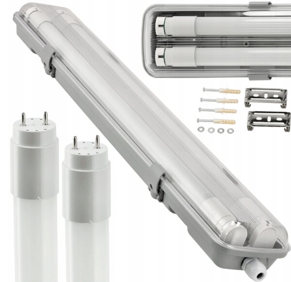 10× Hermetické svítidlo 120 cm - lampa + trubice LED 20× do garáže BERGE