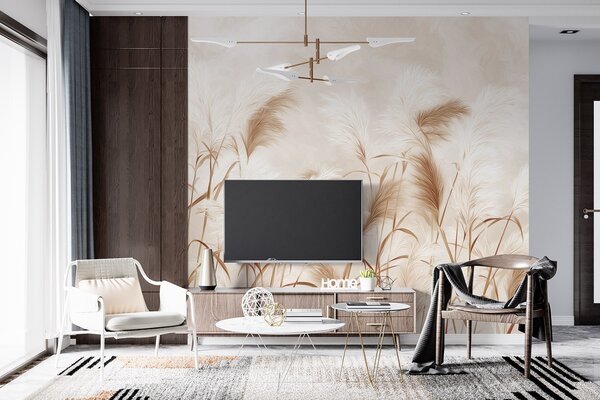 Fototapety Elegantní květy pampové trávy v jemných béžových a mléčných tónech, Fototapety příroda, w09150v1 : uwalls.cz