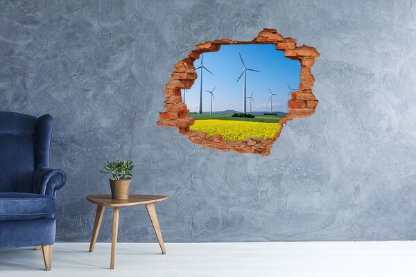 Nálepka fototapeta 3D výhled Větrný mlýn na poli nd-c-65596707