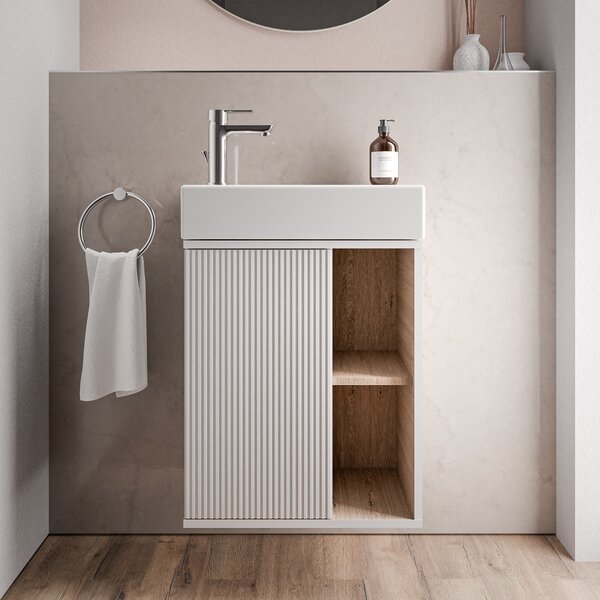 Koupelnová skříňka s umyvadlem BELDIVO 50 cm - dvířka vlevo - možnost volby barvy