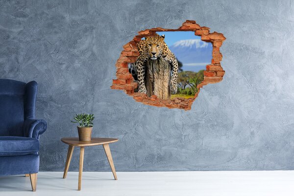 Díra 3D fototapeta na stěnu Levhard na kmeni nd-c-66888484