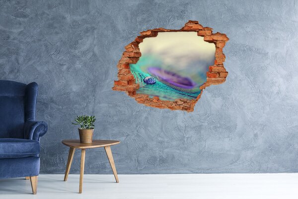 Díra 3D fototapeta na stěnu Kapky na peří nd-c-67250571