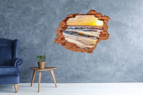 Nálepka fototapeta 3D Západ slunce pláž nd-c-67409606