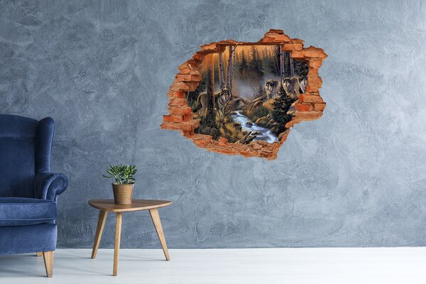 Díra 3D fototapeta nálepka Smečka vlků nd-c-68897163