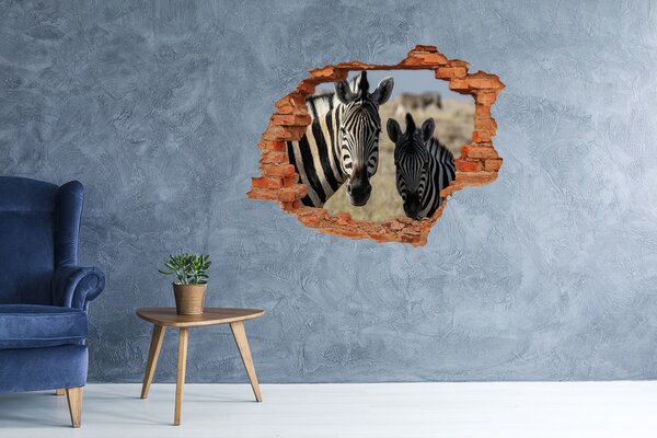 Díra 3D fototapeta nálepka Dvě zebry nd-c-70684470