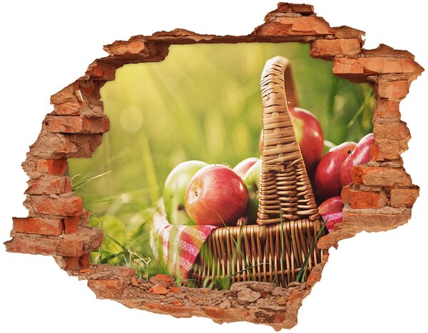 Nálepka 3D díra na zeď Jablka v košíku nd-c-70920367