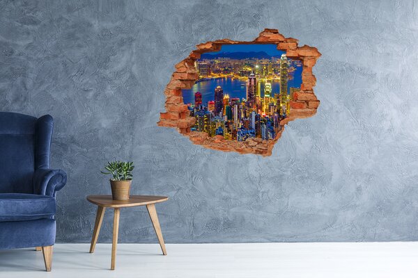 Fototapeta díra na zeď 3D Hongkong noc nd-c-70819523