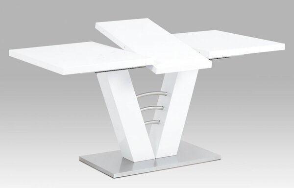 Rozkládací jídelní stůl 120+40x80 cm, bílý lesk HT-510 WT - SKLADEM