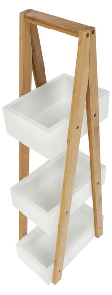 Regál, bambus / bílá, VEGO