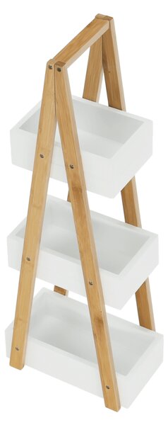 Regál, bambus / bílá, VEGO