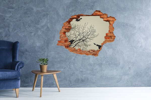 Díra 3D fototapeta na stěnu Vrány na stromě nd-c-72229851