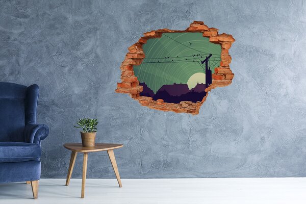 Díra 3D fototapeta nálepka Ptáci město nd-c-73778938