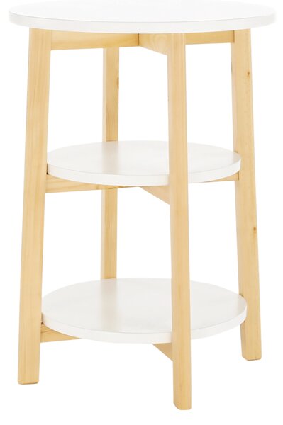 Příruční stolek, bílá/přírodní, KASE