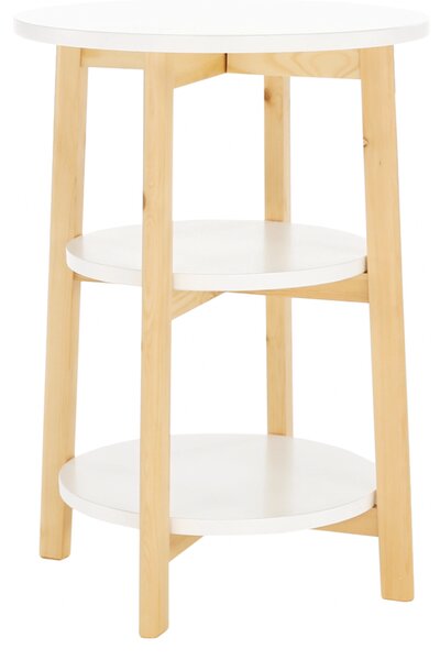 Příruční stolek, bílá/přírodní, KASE