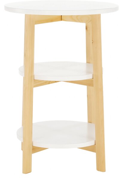 Příruční stolek, bílá/přírodní, KASE