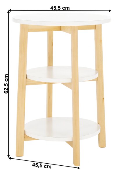 Příruční stolek, bílá/přírodní, KASE