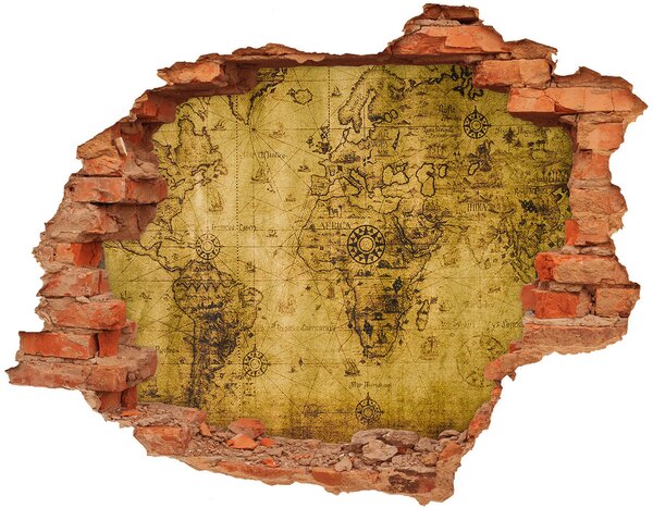 Samolepící díra na stěnu Stará mapa světa nd-c-74813931