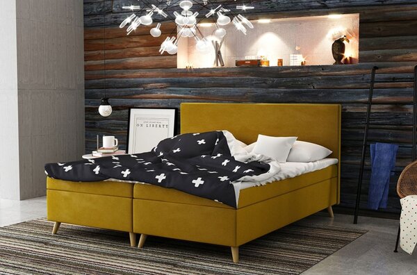 Čalouněná postel BLAIRE - 180x200, žlutá