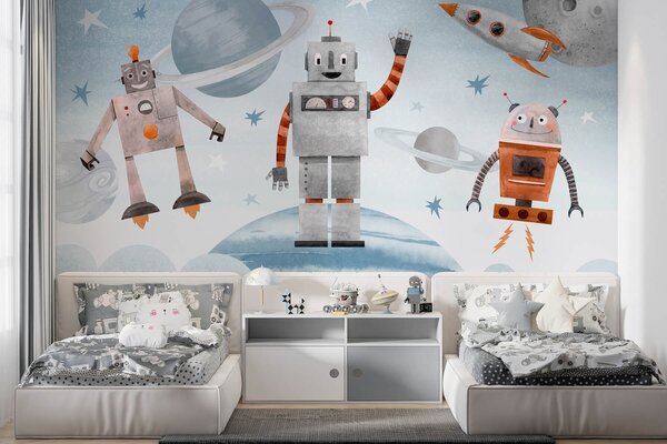 Fototapety Roboti ve vesmíru ve stylu akvarelu, Fototapety space, w04016 : uwalls.cz