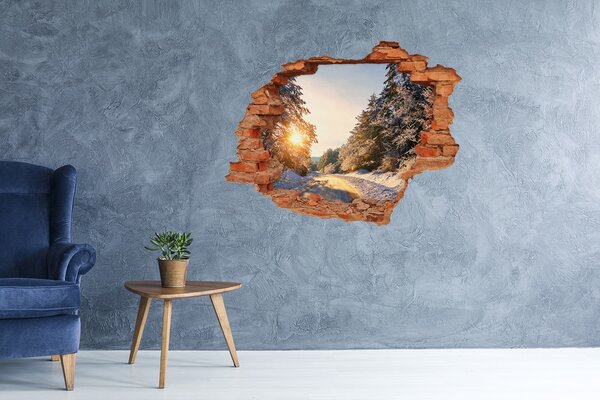 Nálepka fototapeta 3D Cesta v lese zima nd-c-77332313