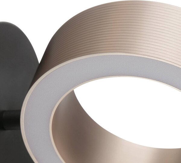 Brilliant LED nástěnné světlo Axion, černé/hnědé, výška 20 cm, stmívatelné., stmívatelný, Hnědá / rez, Obývací pokoj / jídelna, kov, Moderní