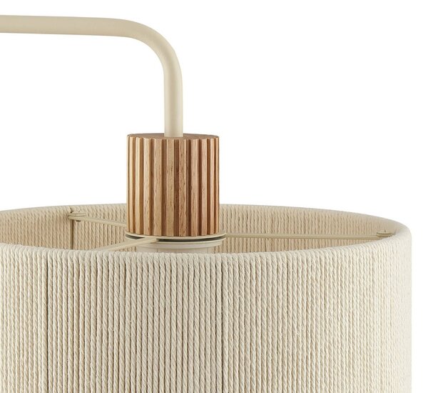 Brilliant Stojací lampa Arlo, béžová, textil/dřevo, výška 160 cm, E27, Krémová / jantar, Obývací pokoj / jídelna, Textil / tkanina / hedvábí, Moderní