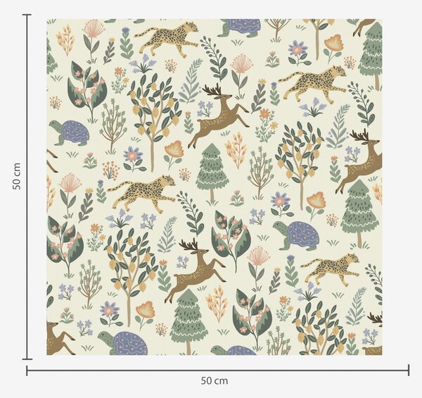 Tapety Retro ilustrace s leopardy, stromy a jeleny, Tapety dětské, Tapety pro chlapce, a00184 : uwalls.cz