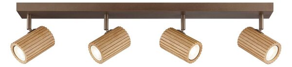 Brilliant Stropní světlo Lakewood, dřevo, délka 78 cm, 4 žárovky, stmívatelný, Světlé dřevo, Obývací pokoj / jídelna, Dřevo, Moderní