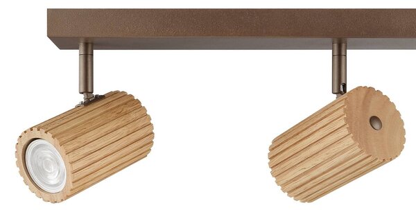 Brilliant Stropní světlo Lakewood, dřevo, délka 78 cm, 4 žárovky, stmívatelný, Světlé dřevo, Obývací pokoj / jídelna, Dřevo, Moderní