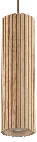 Brilliant Závěsné světlo Lakewood, hnědé, dřevo, Ø 10 cm, 1 žárovka, stmívatelný, Světlé dřevo, Obývací pokoj / jídelna, Dřevo, Moderní