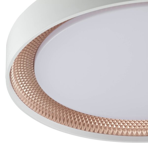 Brilliant LED stropní svítidlo Waldo, bílé/růžové zlato, Ø 38,5 cm, stmívatelné., stmívatelný, Bílá / opál, Obývací pokoj / jídelna, kov, Moderní