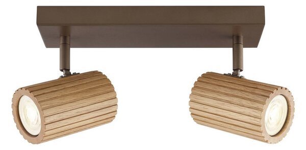 Brilliant Stropní světlo Lakewood, dřevo, délka 31 cm, 2 žárovky, stmívatelný, Světlé dřevo, Obývací pokoj / jídelna, Dřevo, Moderní