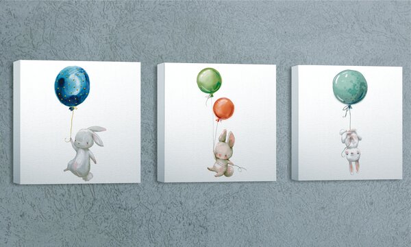 ASIR Sada nástěnných obrazů RABBITS 3 ks