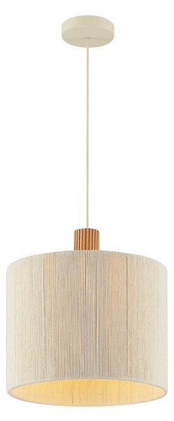 Brilliant Závěsné světlo Arlo, béžové, textil/dřevo, Ø 35 cm, 1 žárovka, stmívatelný, Krémová / jantar, Obývací pokoj / jídelna, Textil / tkanina / hedvábí, Moderní