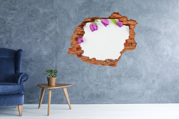 Samolepící díra na stěnu Fialové tulipány nd-c-78573099
