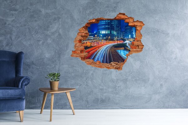 Fototapeta díra na zeď 3D Hongkong noc nd-c-79070219