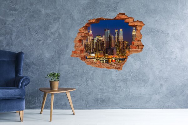 Fototapeta díra na zeď 3D Manhattan noc nd-c-79599007