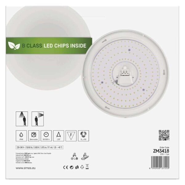 EMOS LED přisazené svítidlo TIVI, B CLASS, kruhové bílé 12,5W, IP44, teplá bílá