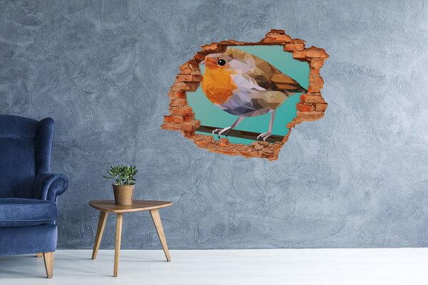 Díra 3D fototapeta nálepka Pták Červenka obecná nd-c-81057539