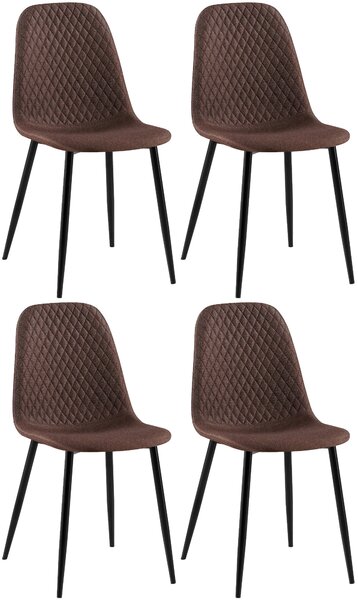 4x Židle Giverny látka - hnědá