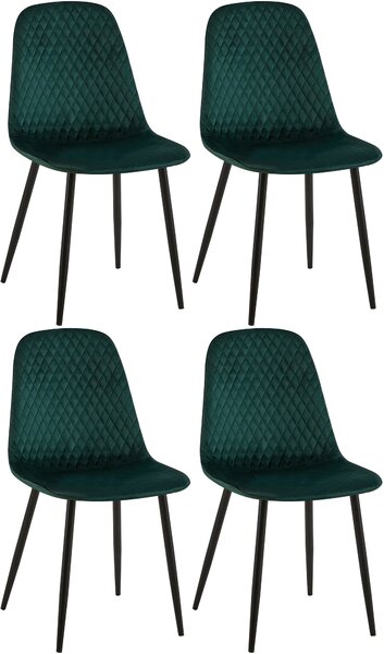 4x Židle Giverny samet - zelená